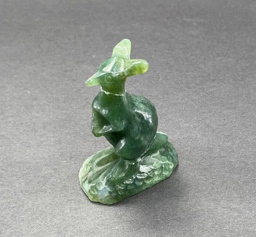 Green Moss Agate Kangaroo Carving