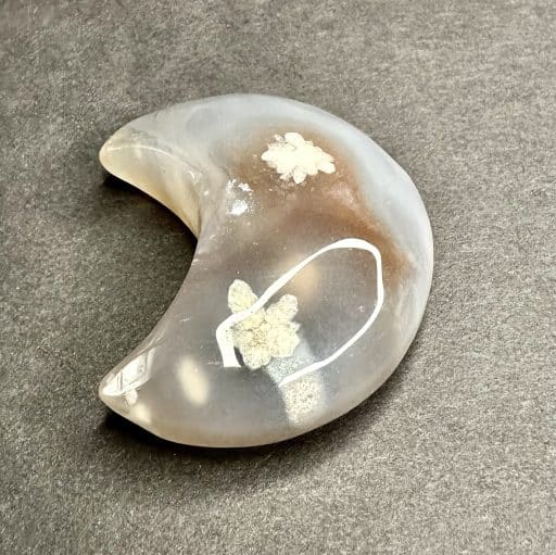 Flower Agate Half Moon