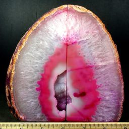 Pink (color enhanced) Brazilian Agate Geode bookends