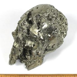 Skull carved from Pyrite