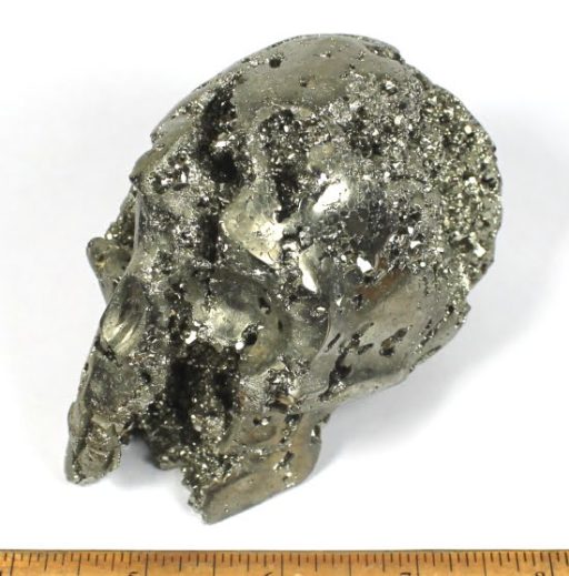 Skull carved from Pyrite