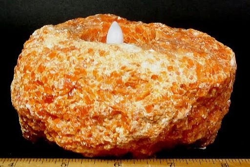 Tea Light Candle Holder made from Orange Calcite