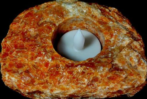 Tea Light Candle Holder made from Orange Calcite