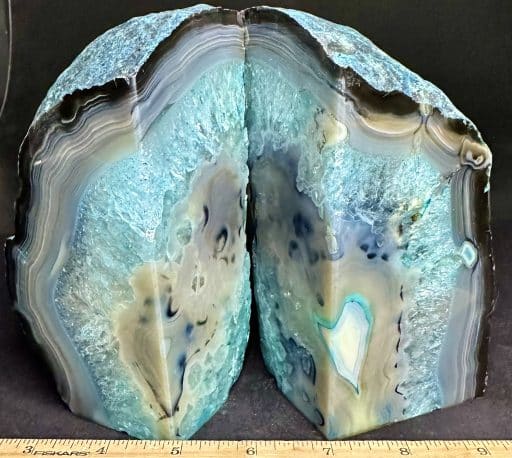 BK107 Teal Brazilian Agate Bookends - Image 3