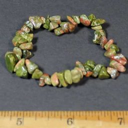 Unakite stretch chip bead bracelet