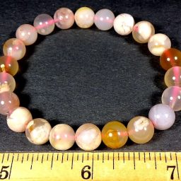 Flower Agate Round Bead Bracelet