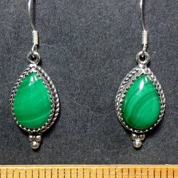 Malachite Earrings mounted in a Sterling Silver setting