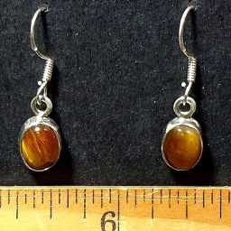 Tiger Eye Earrings mounted in a Sterling Silver setting