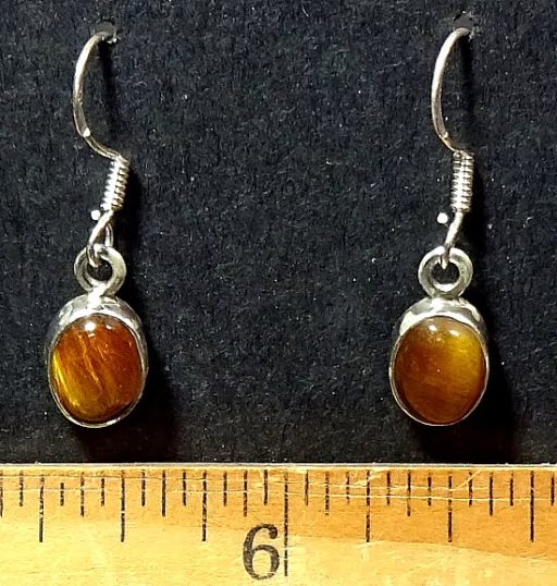 Tiger Eye Earrings mounted in a Sterling Silver setting