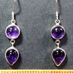 Amethyst Earrings mounted in Sterling Silver settings