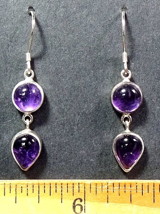 Amethyst Earrings mounted in Sterling Silver settings