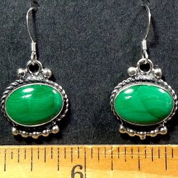 Malachite earrings mounted in a Sterling Silver setting