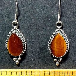 Tiger-Eye Earrings mounted in a Sterling Silver setting