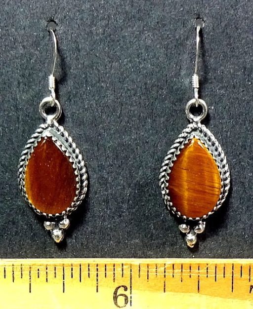 Tiger-Eye Earrings mounted in a Sterling Silver setting