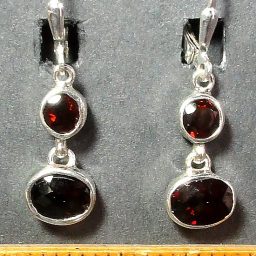 Garnet earrings mounted in a Sterling Silver setting