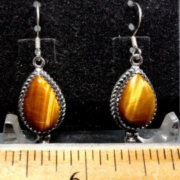 Tiger Eye Earrings mounted in a Sterling Silver setting