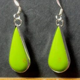 Faux Gaspeite Earrings mounted in a Sterling Silver setting