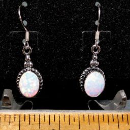 Gilson Opal (lab created) Earrings mounted in a Sterling Silver setting