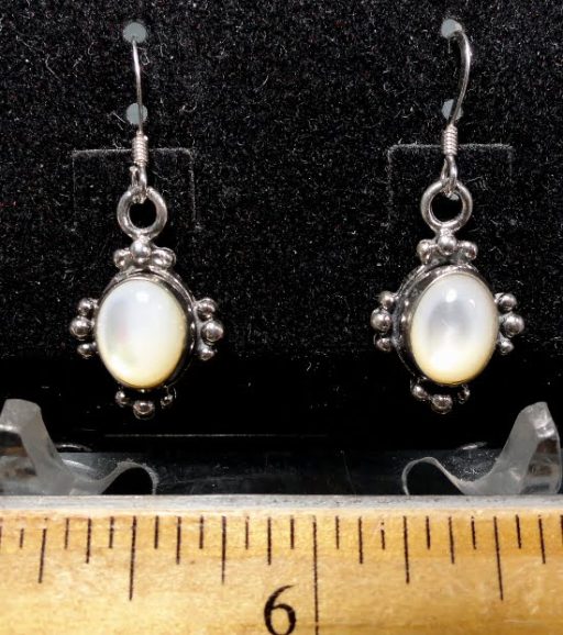 Mother-of-Pearl Earrings mounted in a Sterling Silver setting