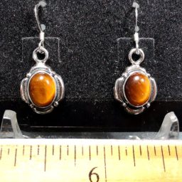 Tiger Eye Earrings mounted in a Sterling Silver setting