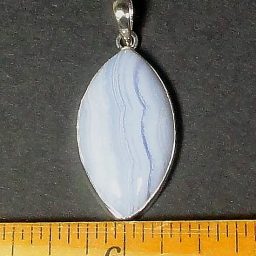 sterling Silver pendant with a faceted Blue Lace Agate cabochon