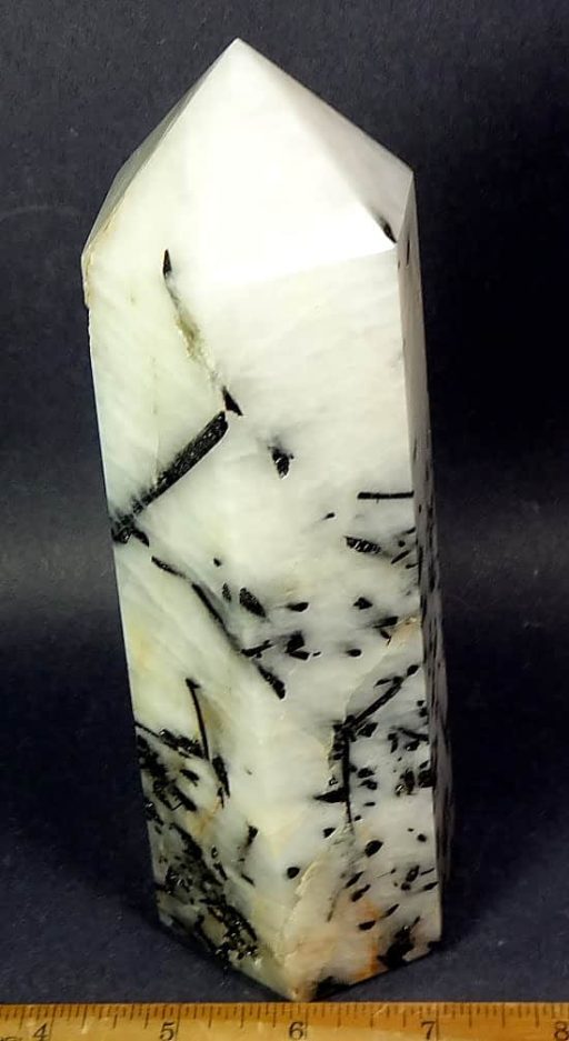 White Quartz Tourmaline Obelisk from Brazil.