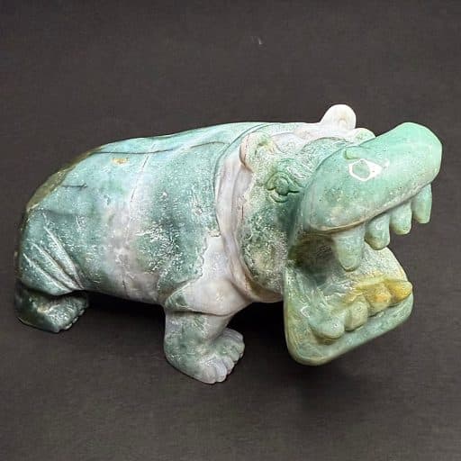 Moss Agate Hippopotamus