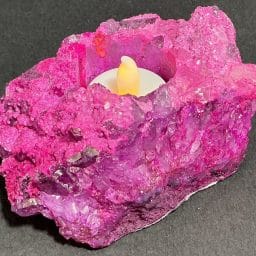 Pink Crackle Quartz Candle Holder