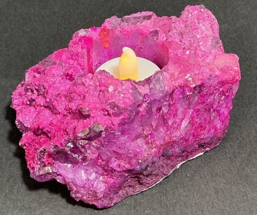 Pink Crackle Quartz Candle Holder