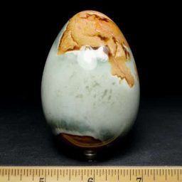 egg carved out of Poly Chrome Jasper