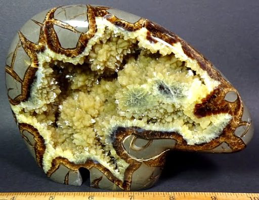 Yellow and Brown Bear carved from a Utah Septarian Nodule