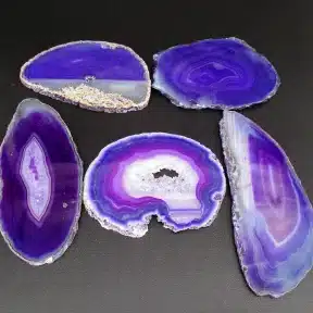 Set of 5 Medium Purple Brazilian Agate Slabs