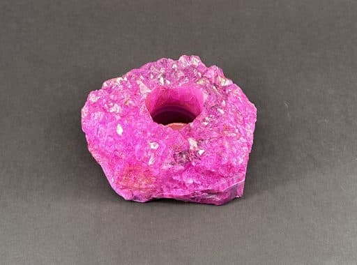 Pink Crackle Quartz Candle Holder