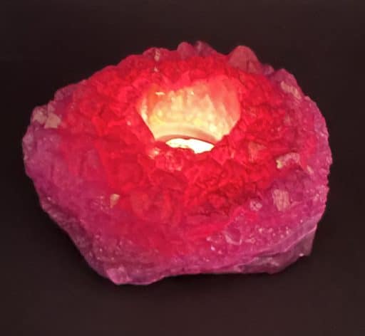 Pink Crackle Quartz Candle Holder